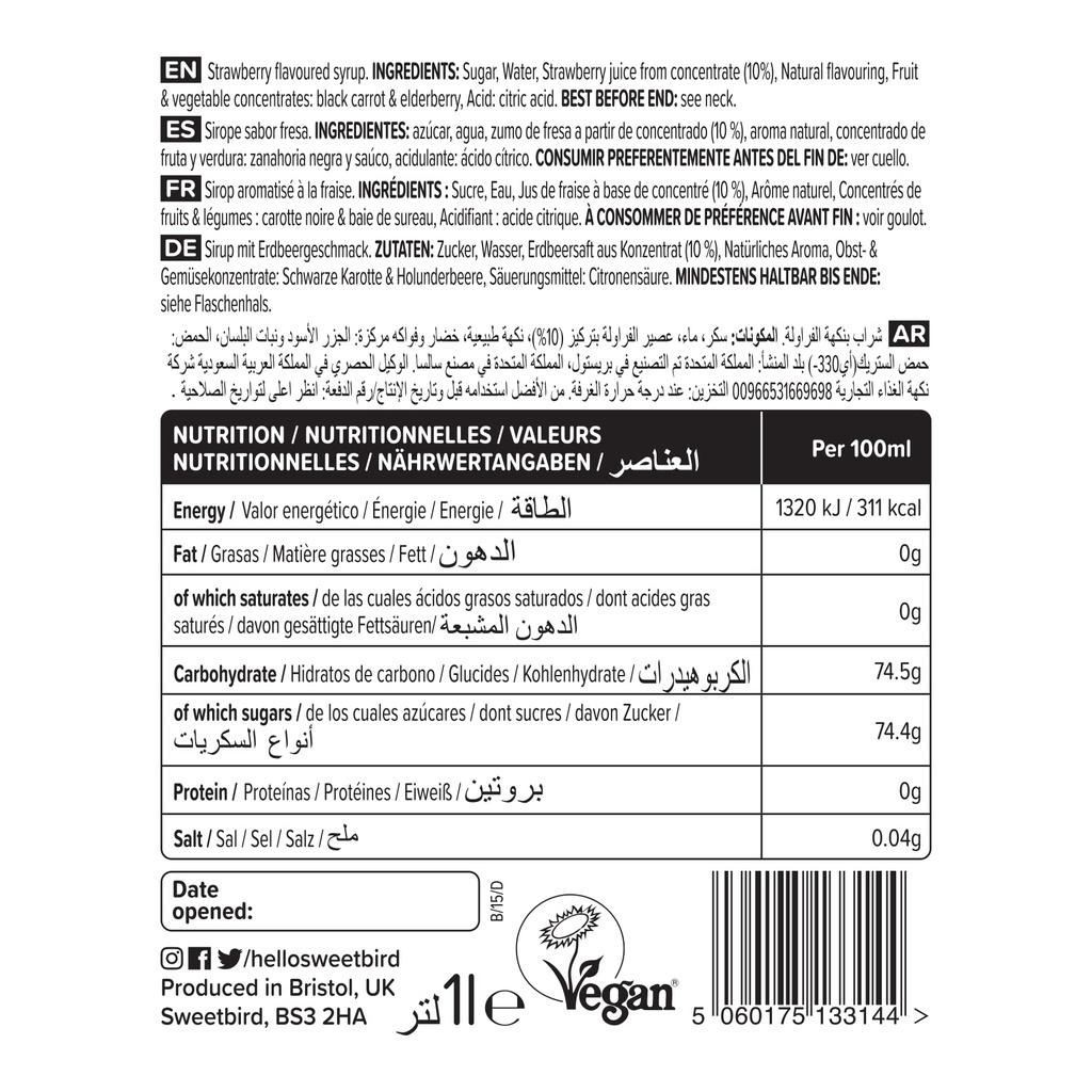 Sweetbird Strawberry Fruit Syrup