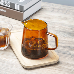 [S900B-A] Better Koffee Hiroshi Server With Flat Wooden Lid Amber 500ML